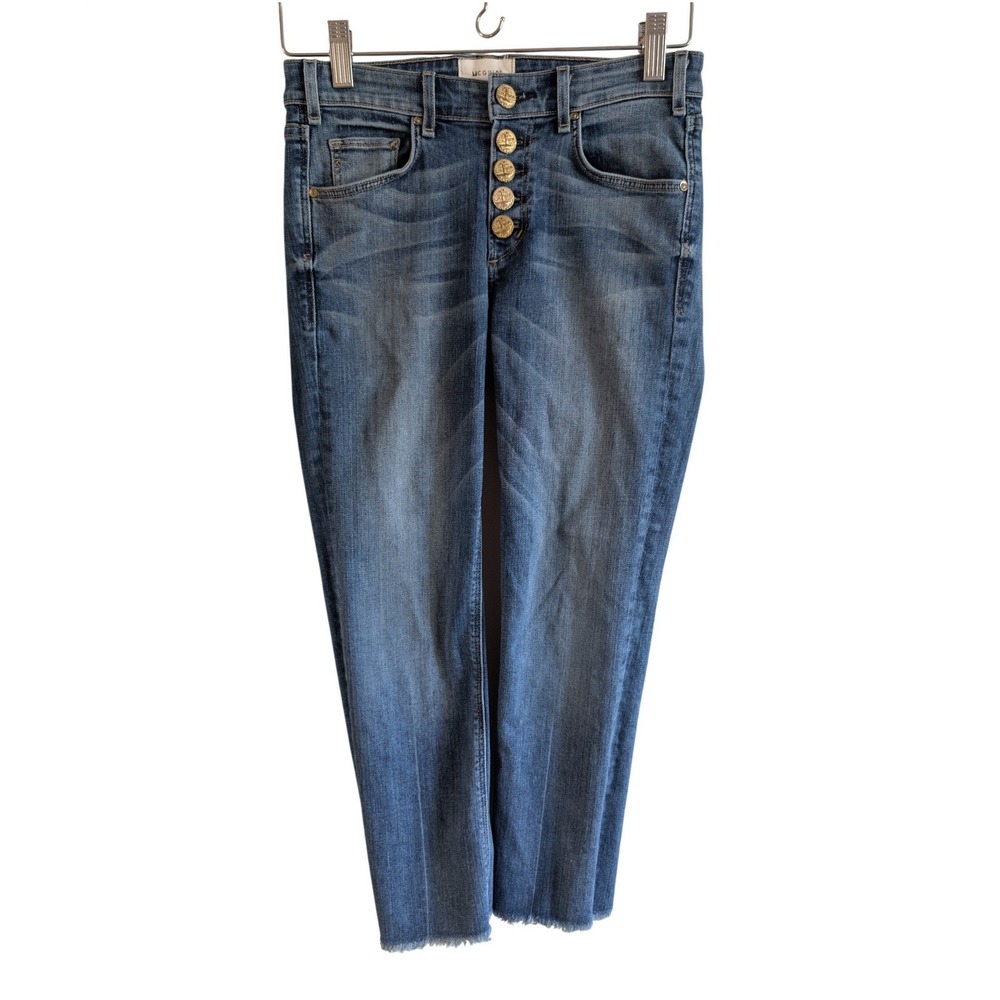 McGuire Denim Button Fly‎ Crop Jeans Distressed Raw Hem Blue Women's Size 26